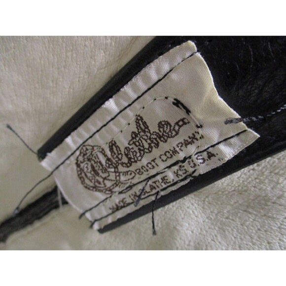 VINTAGE Olathe Cowboy Boots Mens 10 AA Extra Narrow Black Leather Western USA - Picture 14 of 16